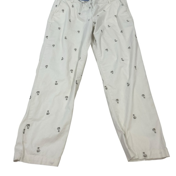 Talbots Cat Print Cropped Chino Pants Womens Size 12 Preppy cream embroidered - Picture 13 of 13